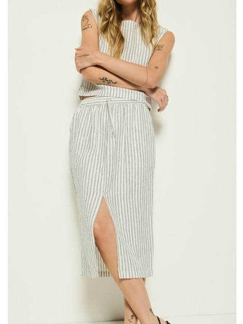 Maisie Skirt - Linen Stripe